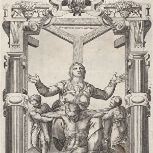 Pietawith Angels in Front of the Cross, 1547. 1547. Creator: Nicolas Beatrizet