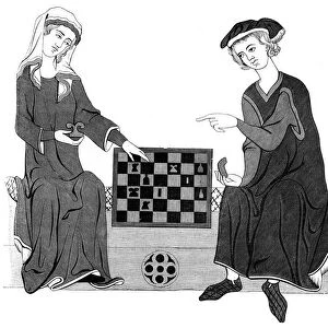Playing chess, 13th century (1849)
