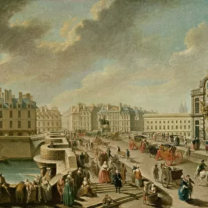 Pont-Neuf and Samaritaine pump, seen from Megisserie quay, 1777. Creator: Nicolas Raguenet
