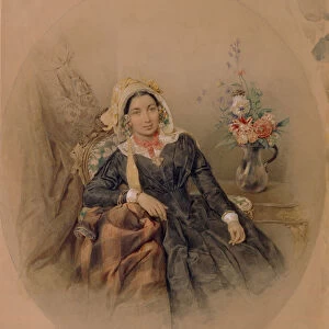 Portrait of Baroness Iuliania Ivanovna Klodt von Jurgensburg, 1845. Artist: Sokolov, Pyotr Fyodorovich (1791-1848)