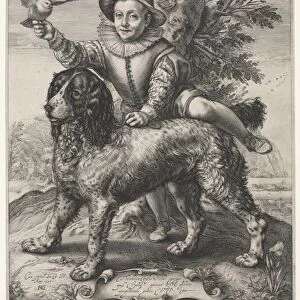 Portrait of Frederick de Vries and His Dog, 1597. Creator: Hendrick Goltzius (Dutch, 1558-1617)