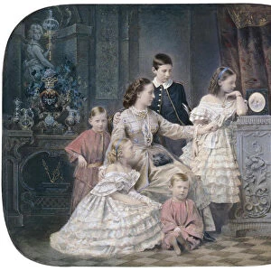 Portrait of Grand Duchess Alexandra Iosifovna of Saxe-Altenburg (1830-1911) with children