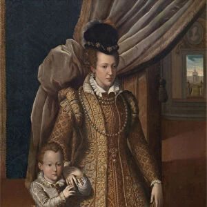 Portrait of Joanna of Austria (1547-1578), Grand Duchess of Tuscany, and her son Philip de Medici