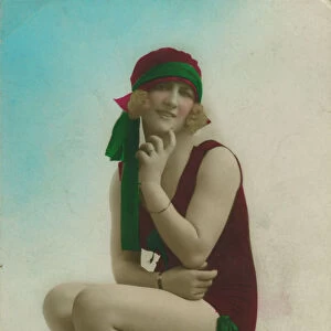 Postcard of a swimmer, c1920s