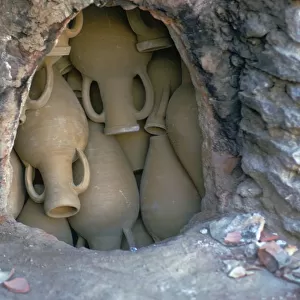 Pottery in a kiln before firing in Tunisia