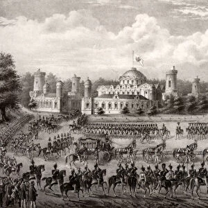 Procession of Tsar Nicholas I into Dormition Cathedral from the Petrovsky Palace during his coronation in 1825, 1826. Artist: Anonymous