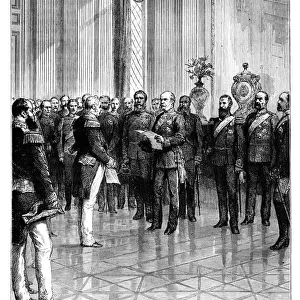 Proclaiming Kaiser Wilhelm I as first German Emperor, Versailles, 1871 (late 19th century). Artist: R Taylor