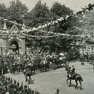 The Queens Visit To Her Birthplace: The Scene Outside St. Marys Church, Kensington, (c1897)