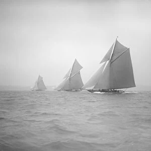 The racing cutters Sonya, Onda and Carina, 1911. Creator: Kirk & Sons of Cowes