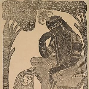 Radha Stroking Krishnas Feet, 1800s. Creator: Shri Gobinda Chandra Roy