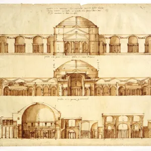 Palladio's Reconstruction of Baths of Agrippa Print, 1550 Palladio's Reconstruction of Baths of Agrippa Print, 1550