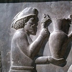 Relief of an Armenian man carrying a vessel, the Apadana, Persepolis, Iran