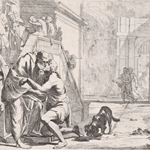 The return of the prodigal son, the father embracing his son, from a series, ... ca. 1645