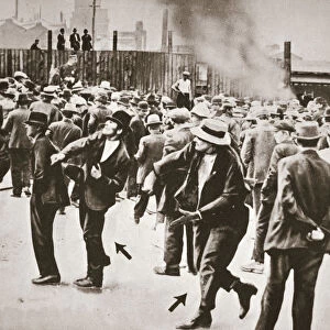 Riot during a strike by Standard Oil workers, Bayonne, New Jersey, USA, 1915. Artist