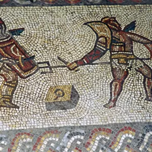 Roman floor mosaic of gladiators, c. 3rd century