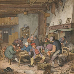 Room in an Inn with Peasants Drinking, Smoking and Playing Backgam, 1678. Artist: Ostade, Adriaen Jansz, van (1610-1685)