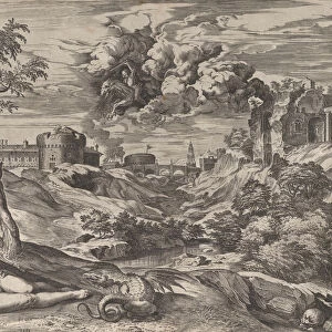 Ruggiero Rescuing Angelica, 1565. Creator: Cornelis Cort