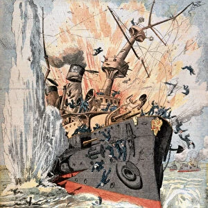 Russian ship sunk by Japanese torpedo, Russo-Japanese War, 1904