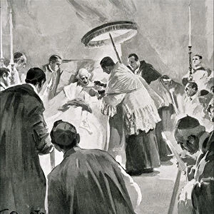 Last Sacraments administered to Pope Leon XIII engraving in the Ilustracion