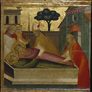 Saint Lawrence Buried in Saint Stephens Tomb. Scenes from the Life of Saint Lawrence, predella, ca 1412. Artist: Lorenzo di Niccolo (active 1391-1414)