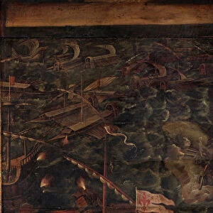 Sea battle between Florentines and Pisans, 1563-1565. Artist: Vasari, Giorgio (1511-1574)
