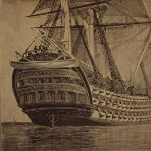 The ship Santa Ana, the Spanish boat fleet at the Battle of Trafalgar (21 - 10-1805)