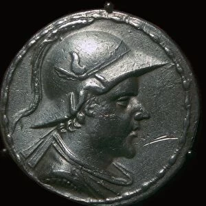 Silver coin of Eucratides I, a King of Bactria