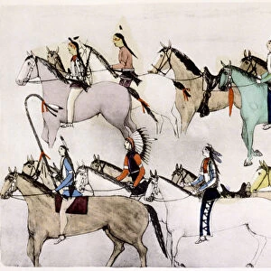 Sioux warriors at Custers Last Stand, 1876, (c1900). Artist: Adam Bad Heart Buffalo