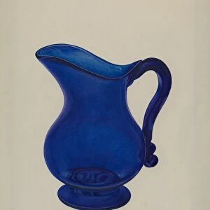 Small Blue Milk Pitcher, c. 1941. Creator: Chris Makrenos