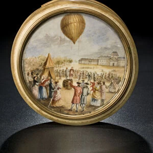 Snuff box with ballooning scene, late 18th century. Creator: Aubert