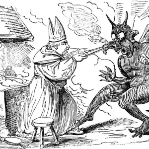 Print of St Dunstan and the devil, 1826 Print of St Dunstan and the devil, 1826