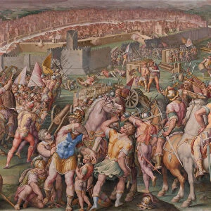 The storming of the fortress of Stampace in Pisa, 1568-1571. Artist: Vasari, Giorgio (1511-1574)