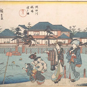Sumidagawa Hashiba Watashi Zu (Yanagiya), ca. 1835-42. ca. 1835-42. Creator: Ando Hiroshige