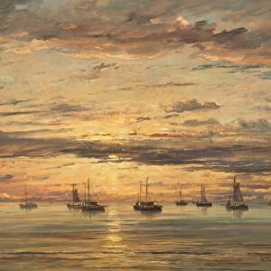 Sunset at Scheveningen: A Fleet of Fishing Vessels at Anchor, 1894