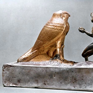 Taharqa in front of the falcon Hemen, Ancient Egyptian, 7th century BC