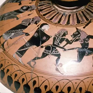 Theseus and the Minotaur on the lid of a Greek Dish, c5th century BC