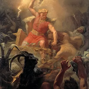 Thors Fight with the Giants. Artist: Winge, Marten Eskil (1825-1896)