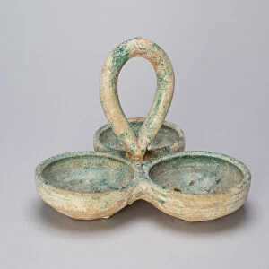 Three-Cupped Dish with Loop Handle, Eastern Han dynasty (A. D. 25-220), 1st century