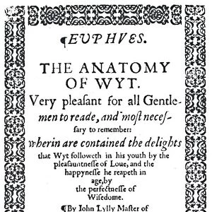 Title-Page of John Lylys Euphues or The Anatomy of Wit, First Edition, 1579, (1942)