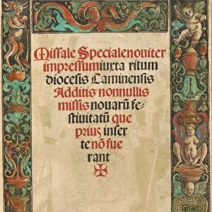 Title Page for a Missal, with Satyr and Putti Border [verso], c. 1511. Creator: Urs Graf