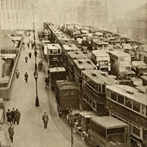 Traffic jam on Blackfriars Bridge, London, 1935. Creator: Unknown