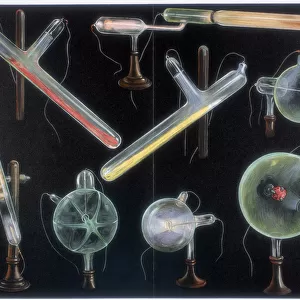 Various substances fluorescing in vacuum tubes of different shapes, 1903