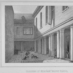 View of the cloisters of the Merchant Taylors School, City of London, 1860. Artist: Maclure