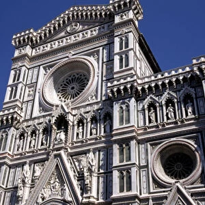 View of the Gothic-Renaissance facade of the cathedral Santa Maria dei Fiori