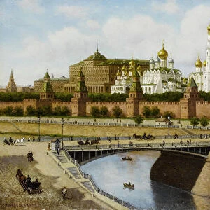 View of the Kremlin from the Moskvoretsky Bridge. Artist: Vereshchagin, Pyotr Petrovich