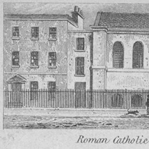 Side view of St Marys Roman Catholic Church, Moorfields, City of London, 1825. Artist