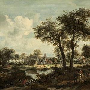 Village near a Pool, c. 1670. Creator: Meindert Hobbema