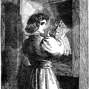 Waldensian youth hiding his vernacular Bible c1200 (19th century)