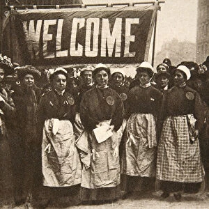 The welcome to the victims of masculine tyranny, 1908. Artist: Central News