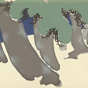 Windswept Pines (Sonarematsu). From the series "A World of Things (Momoyogusa)", 1909-1910. Creator: Sekka, Kamisaka (1866-1942). Windswept Pines (Sonarematsu). From the series "A World of Things (Momoyogusa)", 1909-1910